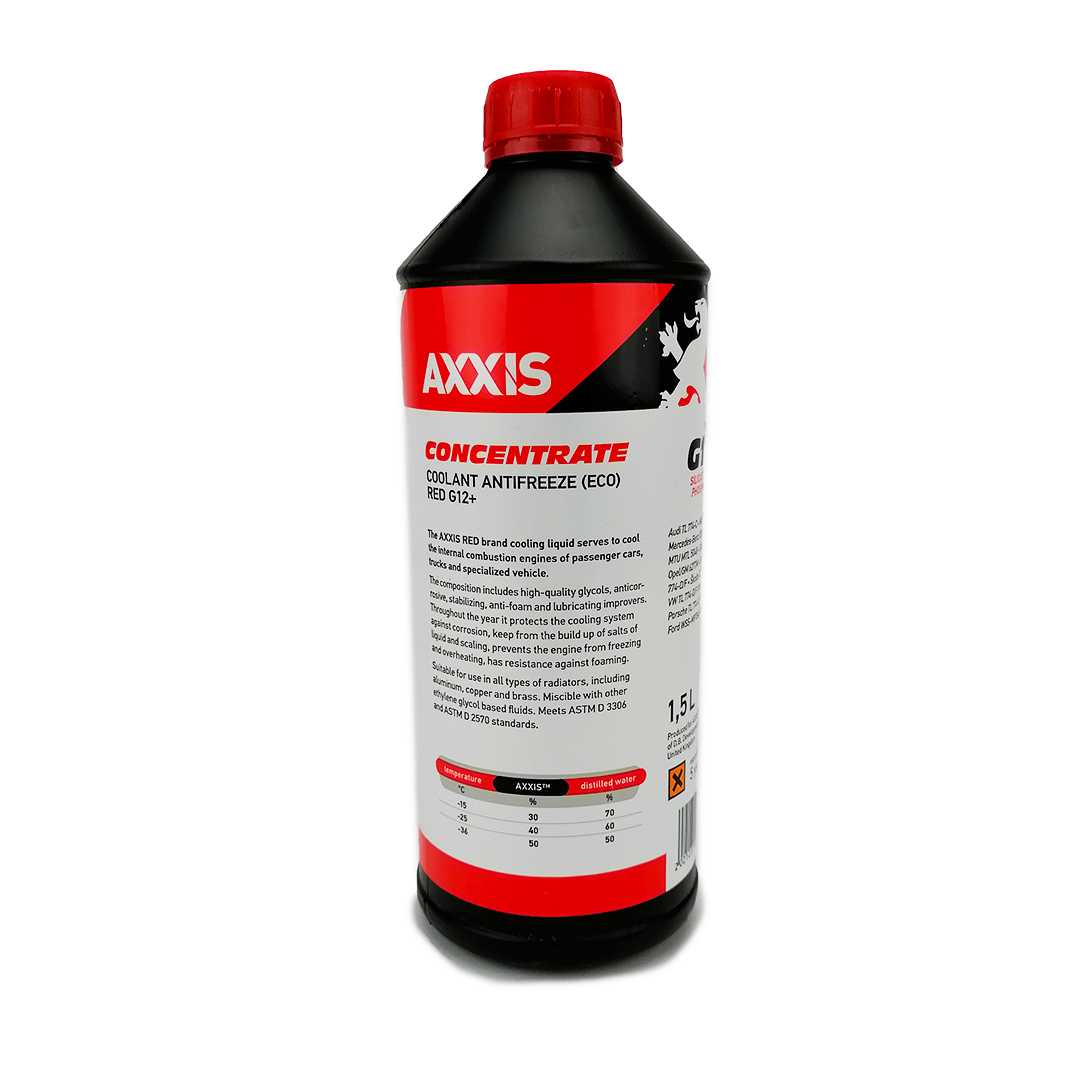 Тосол антифриз (охлаждающая жидкость) 1,5л красный -80 G-12+ (концентрат) Axxis