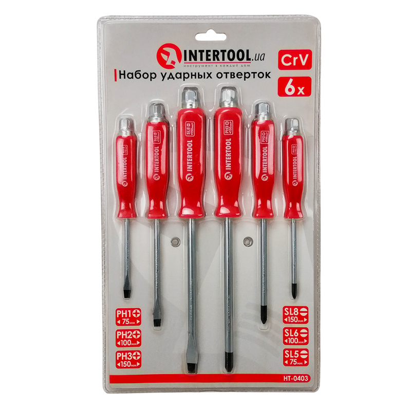 Набор отверток ударных 6 единиц Intertool