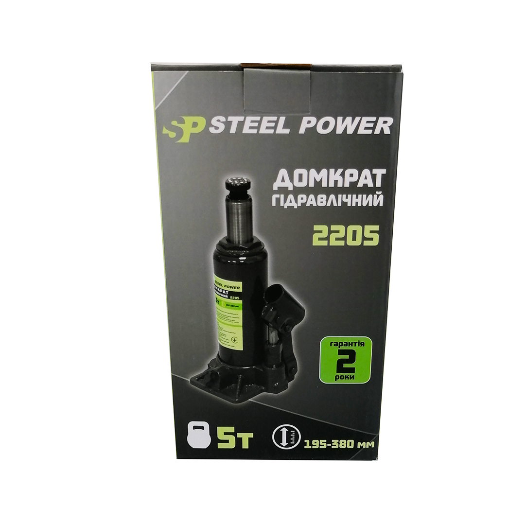 Домкрат гідравлічний пляшковий 5 т SPR 2205 Steel Power