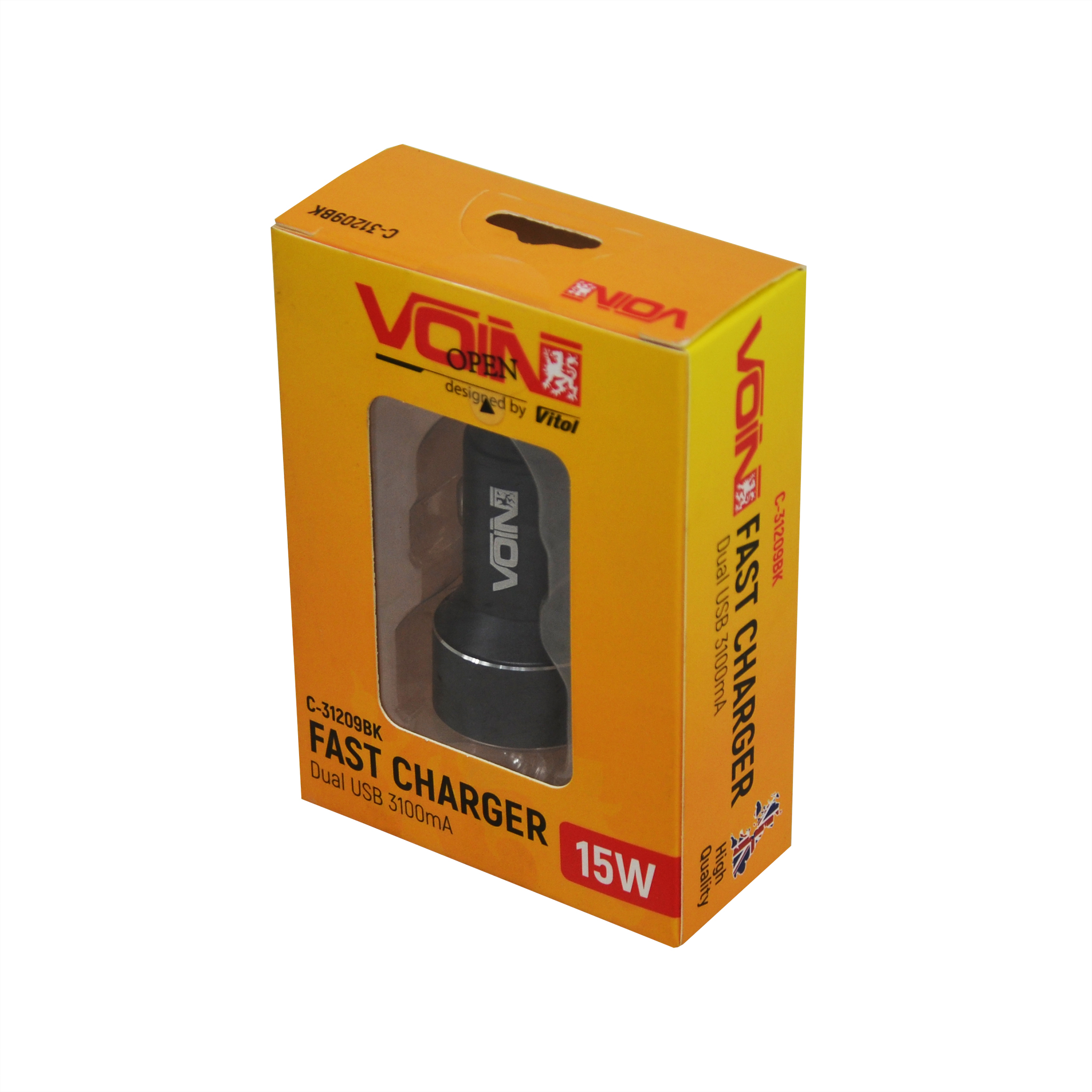 Автомобільний зарядний пристрій 2 USB 12/24V - 5V 3,1A + вольтметр (блістер) Voin