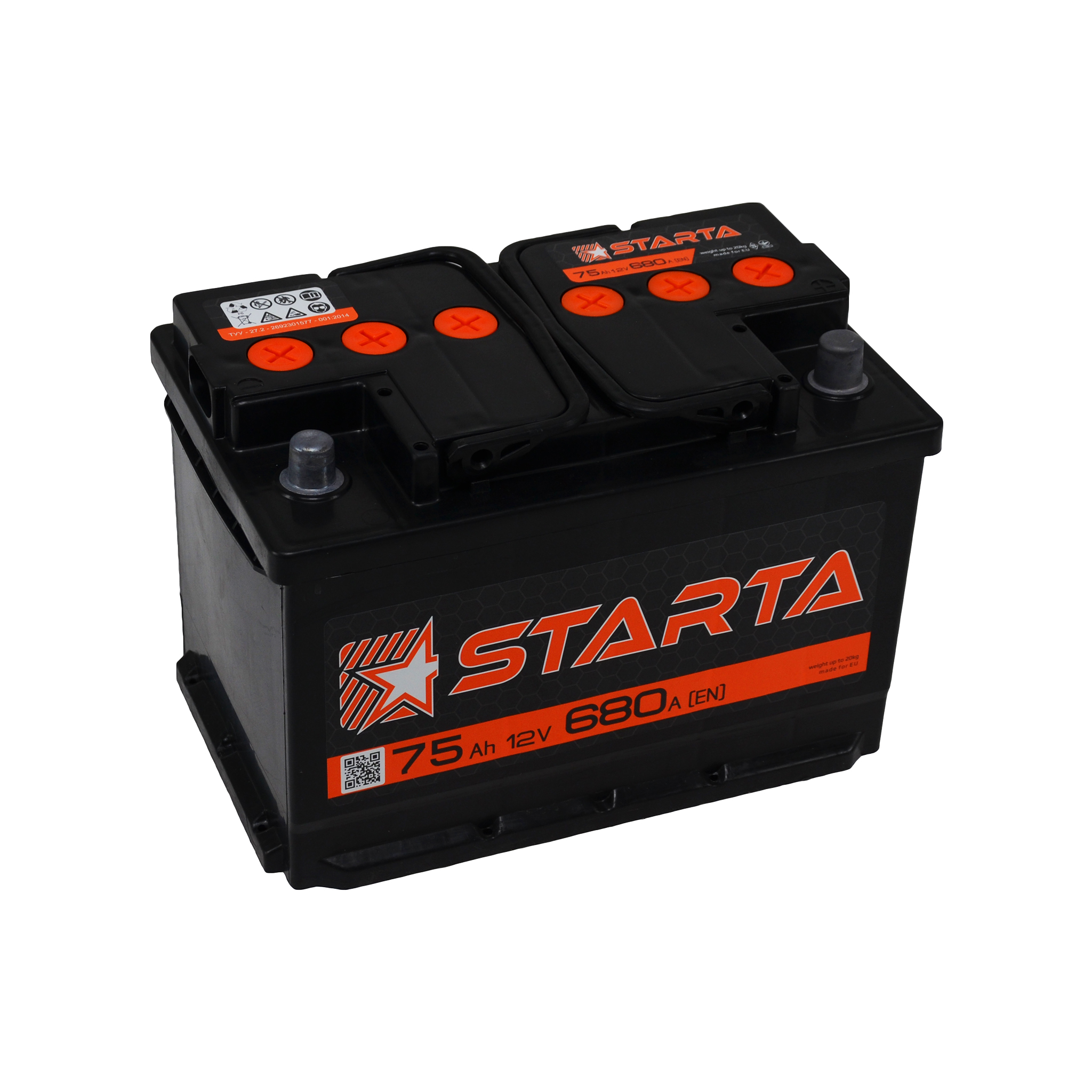 Аккумулятор 75 А/ч евро 680 А Starta