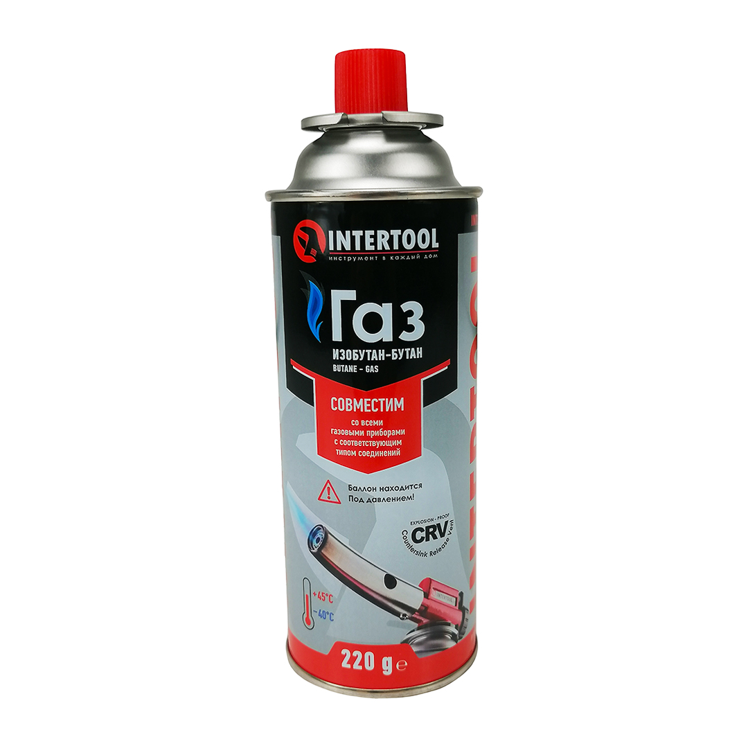 Баллон газовый цанговый всесезонный 220 гр CRV Intertool