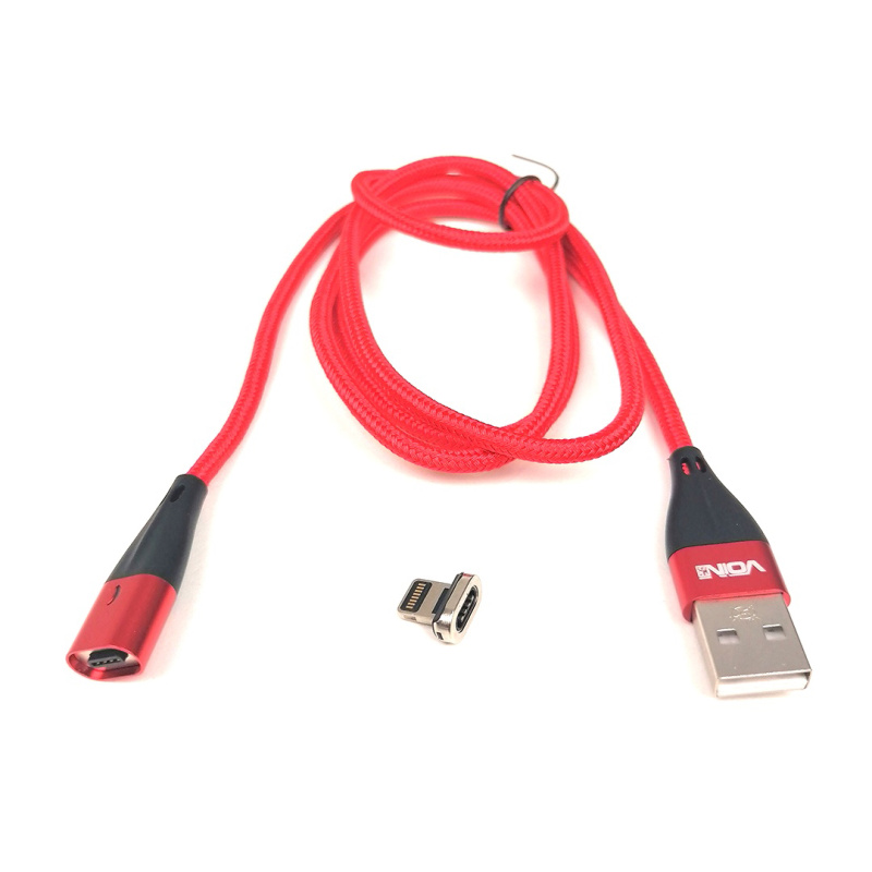 Кабель магнитный USB - Lightning 3А Red 1м (быстрая зарядка/передача данных) Voin