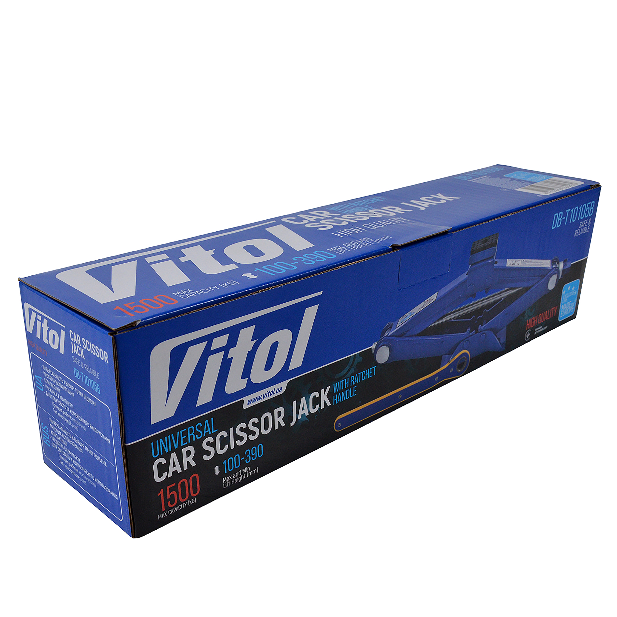 Домкрат механический ромбовидный 1.5 т с трещоткой ДВ-Т10105В Vitol