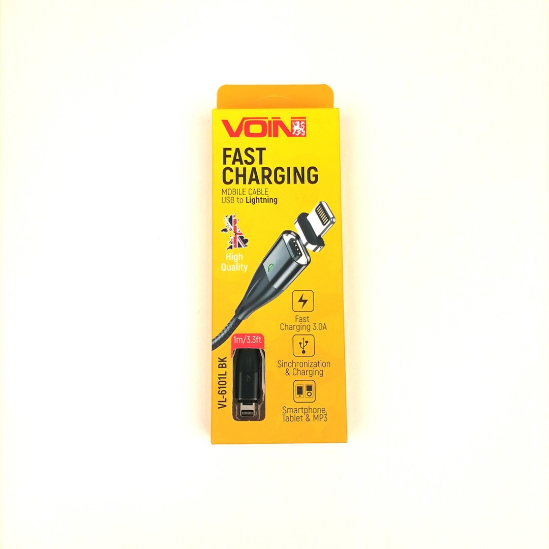 Кабель магнитный USB - Lightning 3А Red 1м (быстрая зарядка/передача данных) Voin