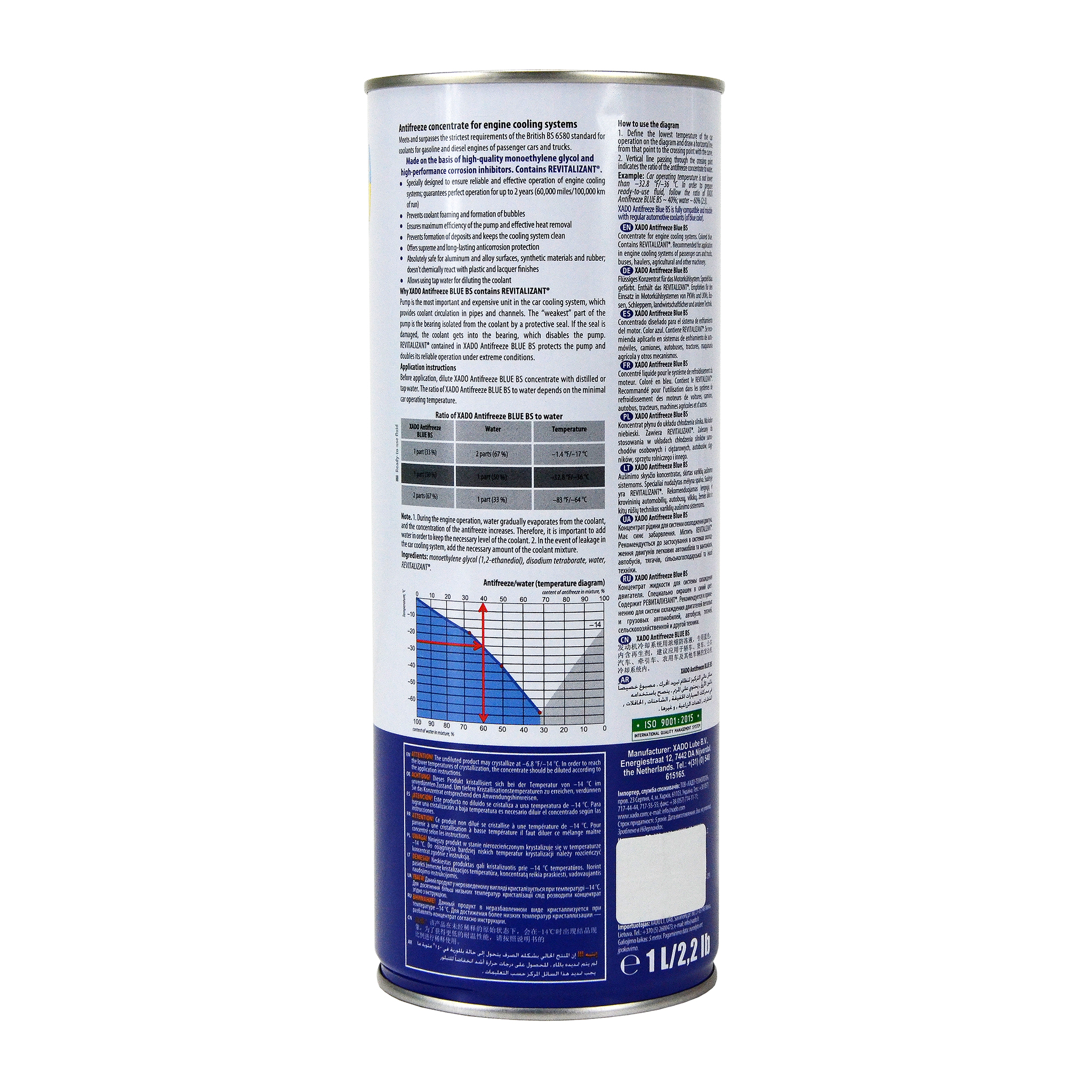 Тосол антифриз (охлаждающая жидкость) 1л синий -64 G-11 (концентрат) Blue BS Хадо