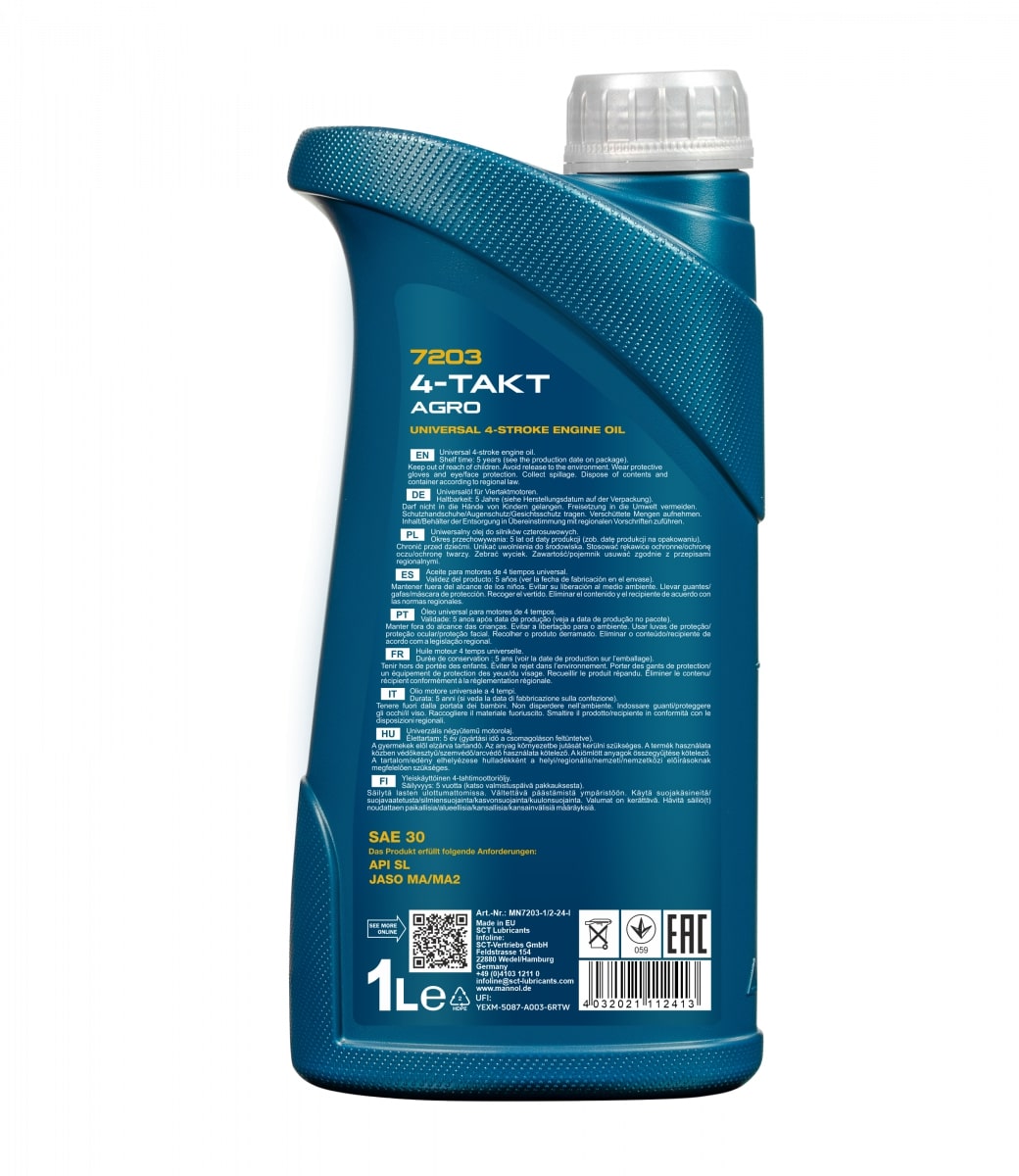 Олива моторна 4Т Agro SAE 30 1л Mannol