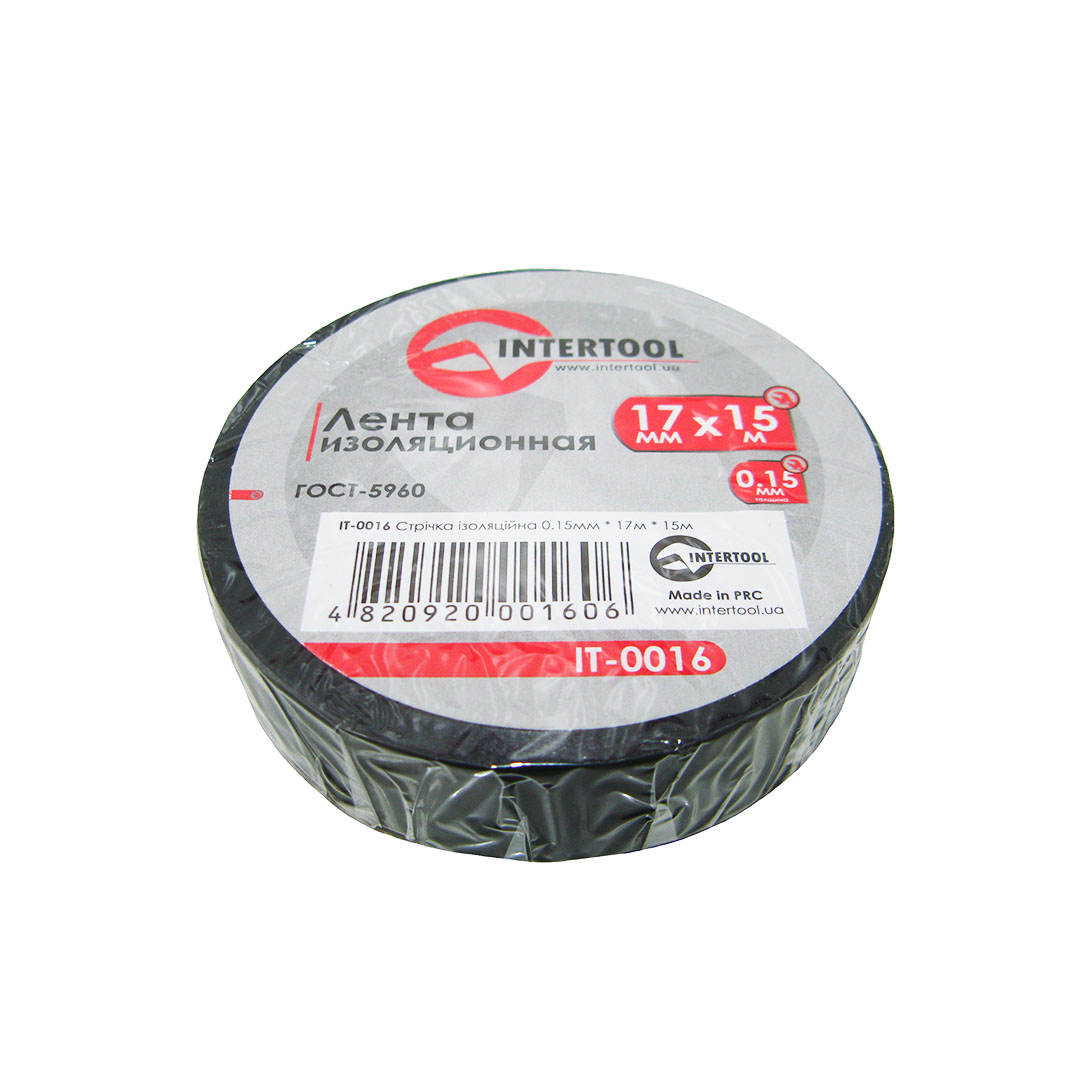 Ізолента 17 мм х 15 м чорна Intertool