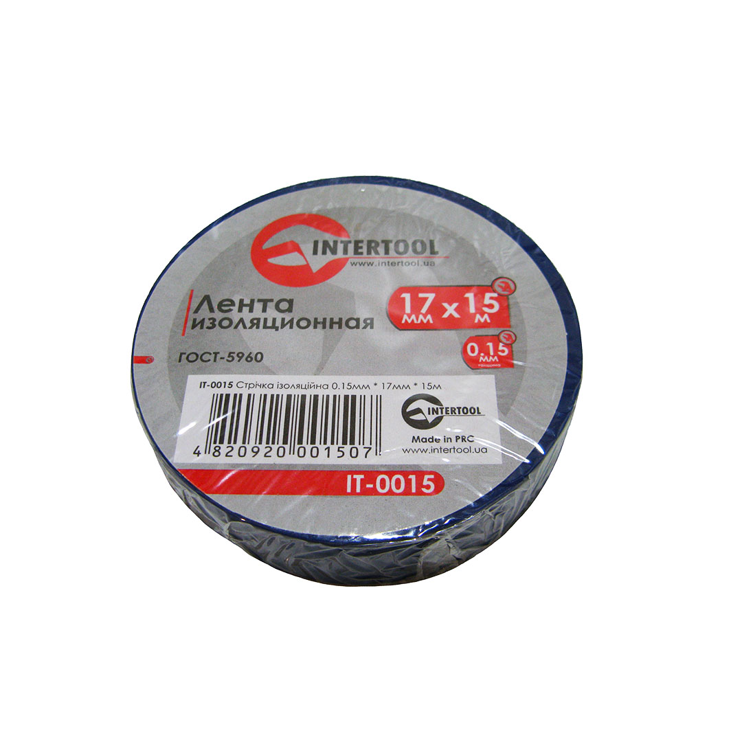 Изолента 17 мм х 15 м синяя Intertool