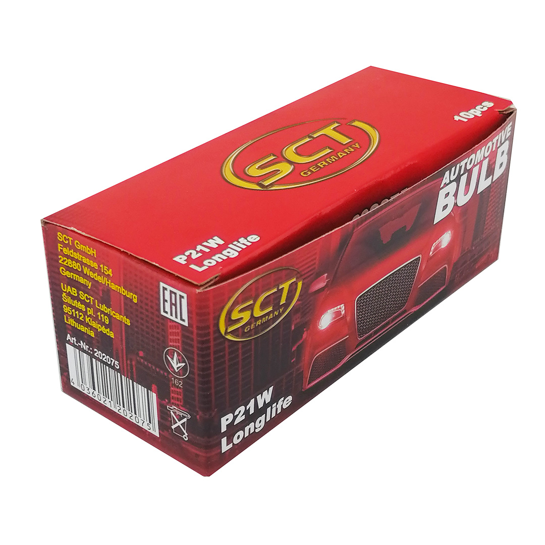 Лампа одноконтактна P21W 12V Long Life SCT