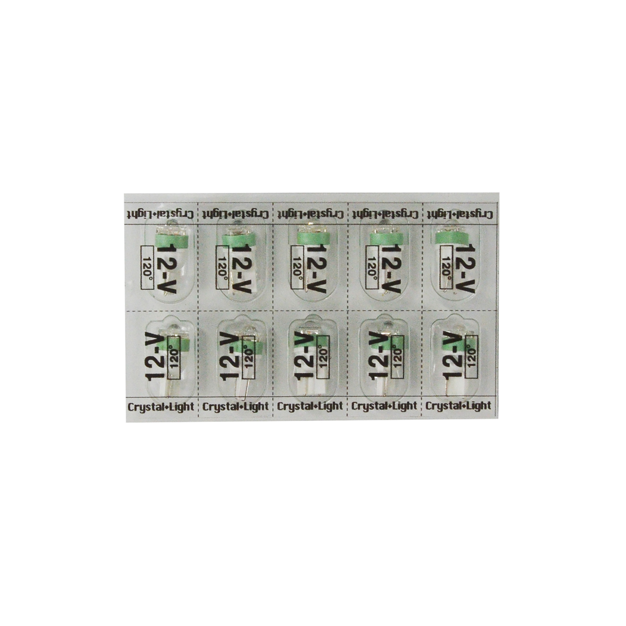 Лампа б/ц LED Т10 12V 1 діод зелена (в упак. 10 шт) Crystal