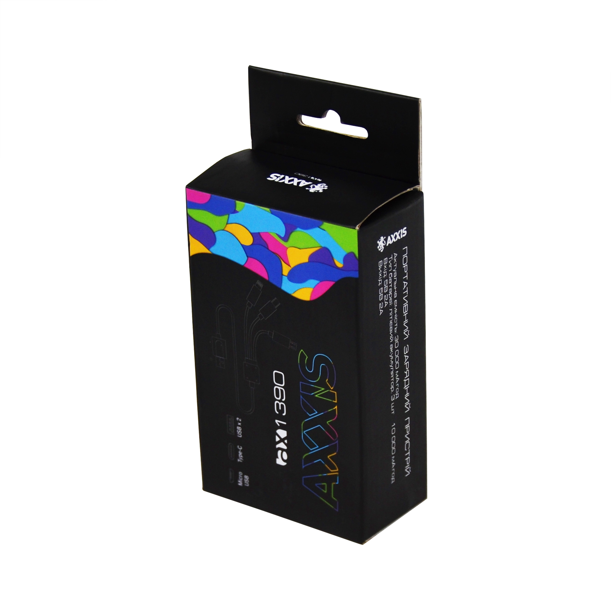 Power Bank (Повербанк) 30000 mAh 5V 2A, Fast Charge + кабель заряджання Axxis