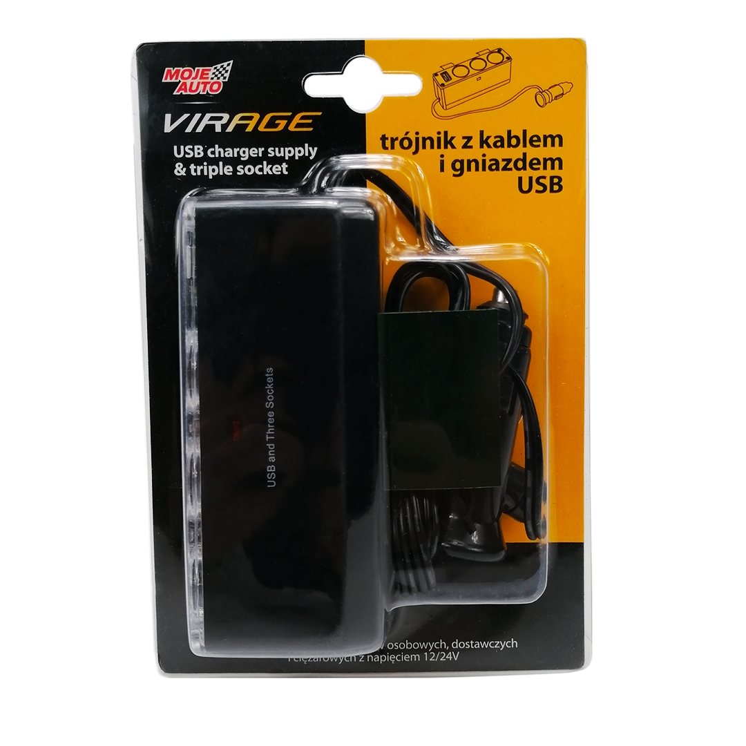 Разветвитель прикуривателя 12/24V c USB Virage