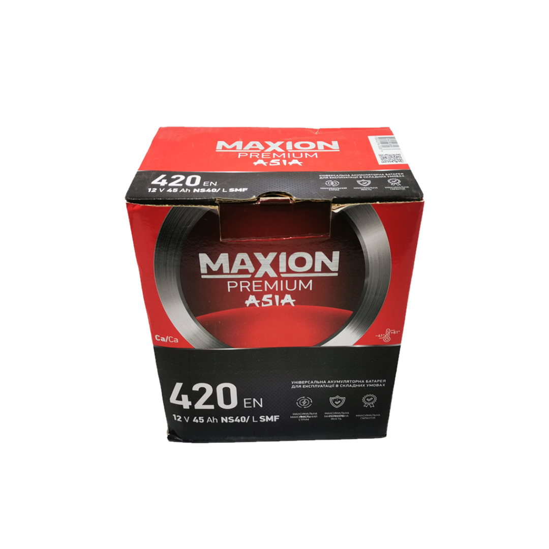 Акумулятор 45 А/год + лівий 420 А Азія Premium Maxion
