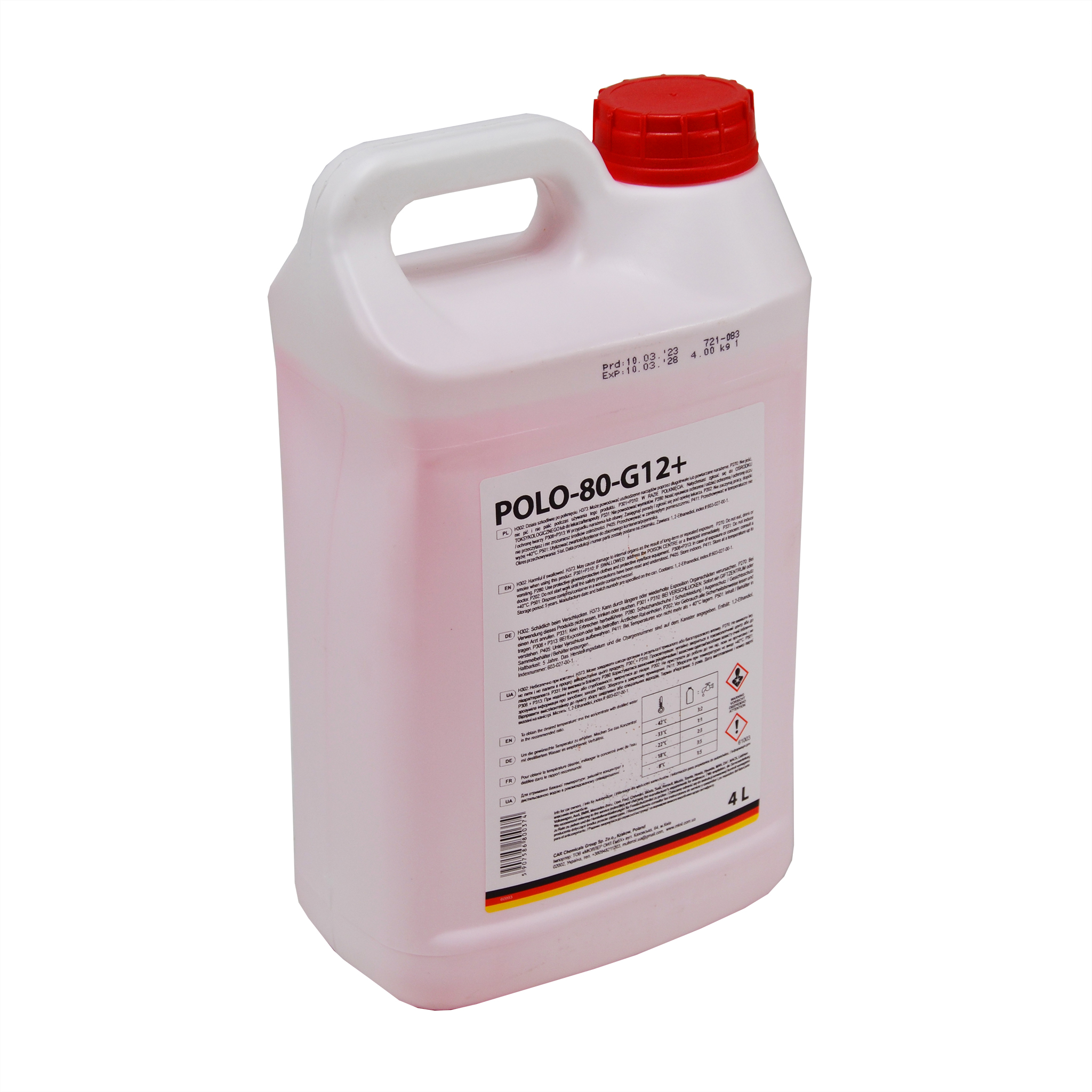 Тосол антифриз (охлаждающая жидкость) 4л красный -80 G-12+ (концентрат) Polo Expert